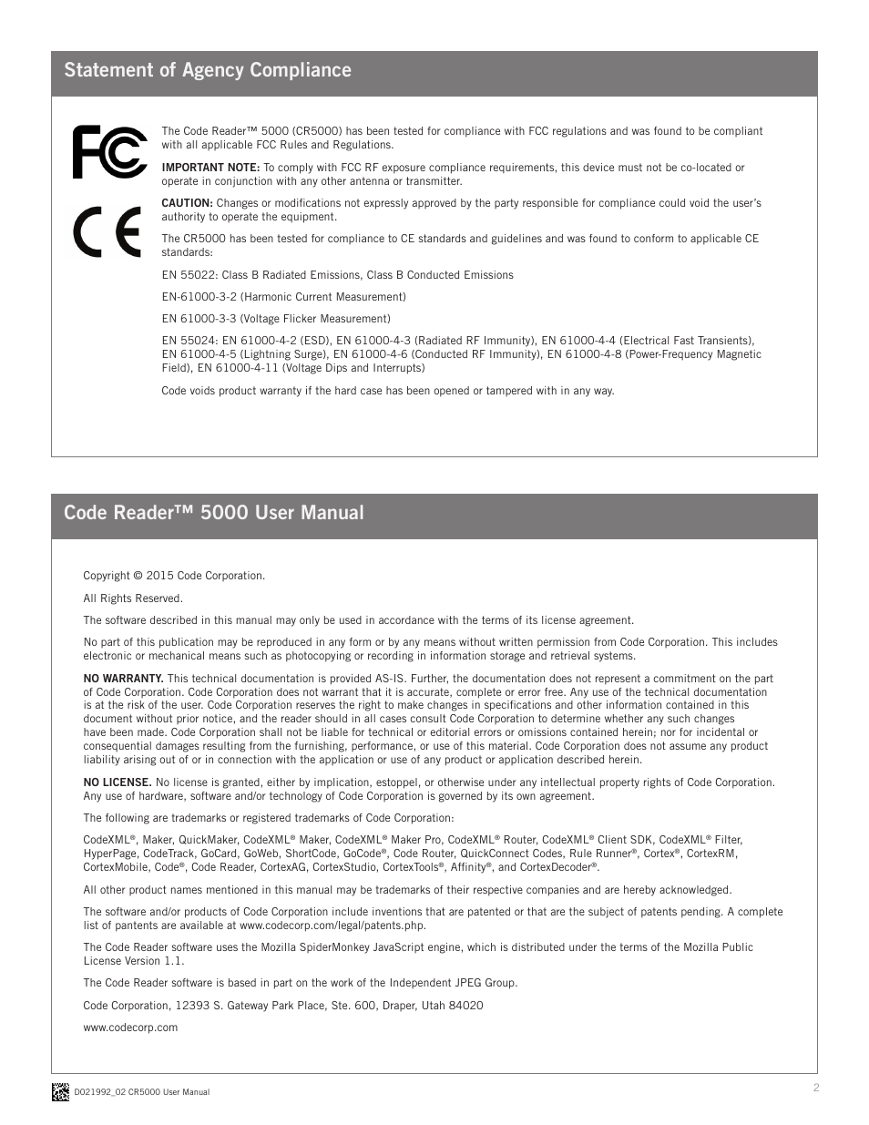 Code CR5000 User Manual | Page 2 / 11