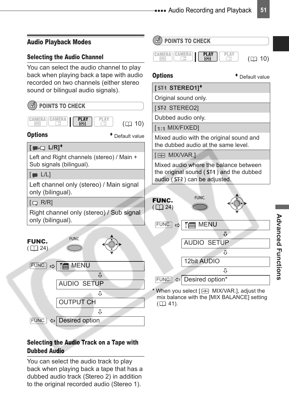 Audio playback modes | Canon DIM-787 User Manual | Page 51 / 98