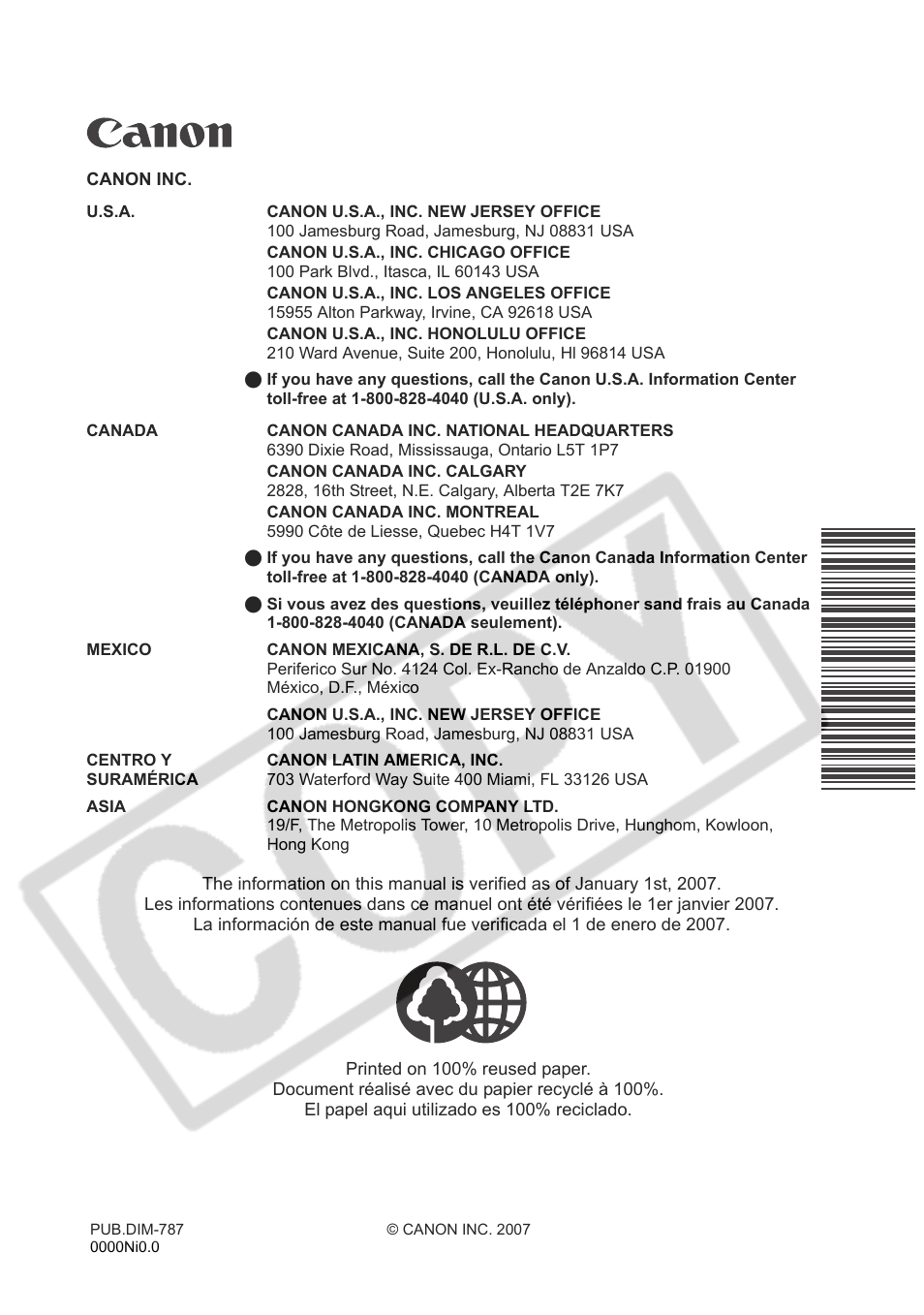 Canon DIM-787 User Manual | Page 98 / 98