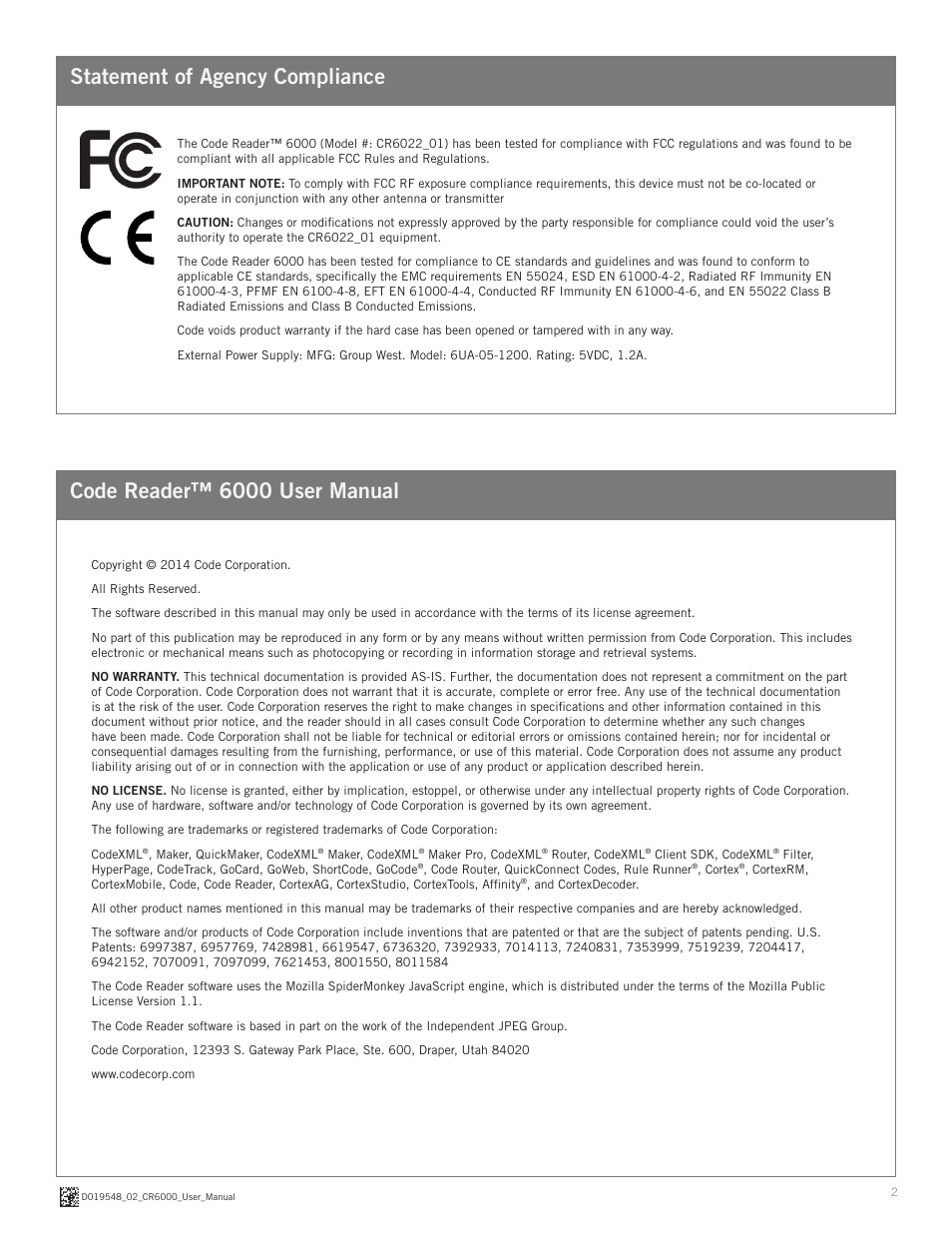 Code CR6000 User Manual | Page 2 / 11