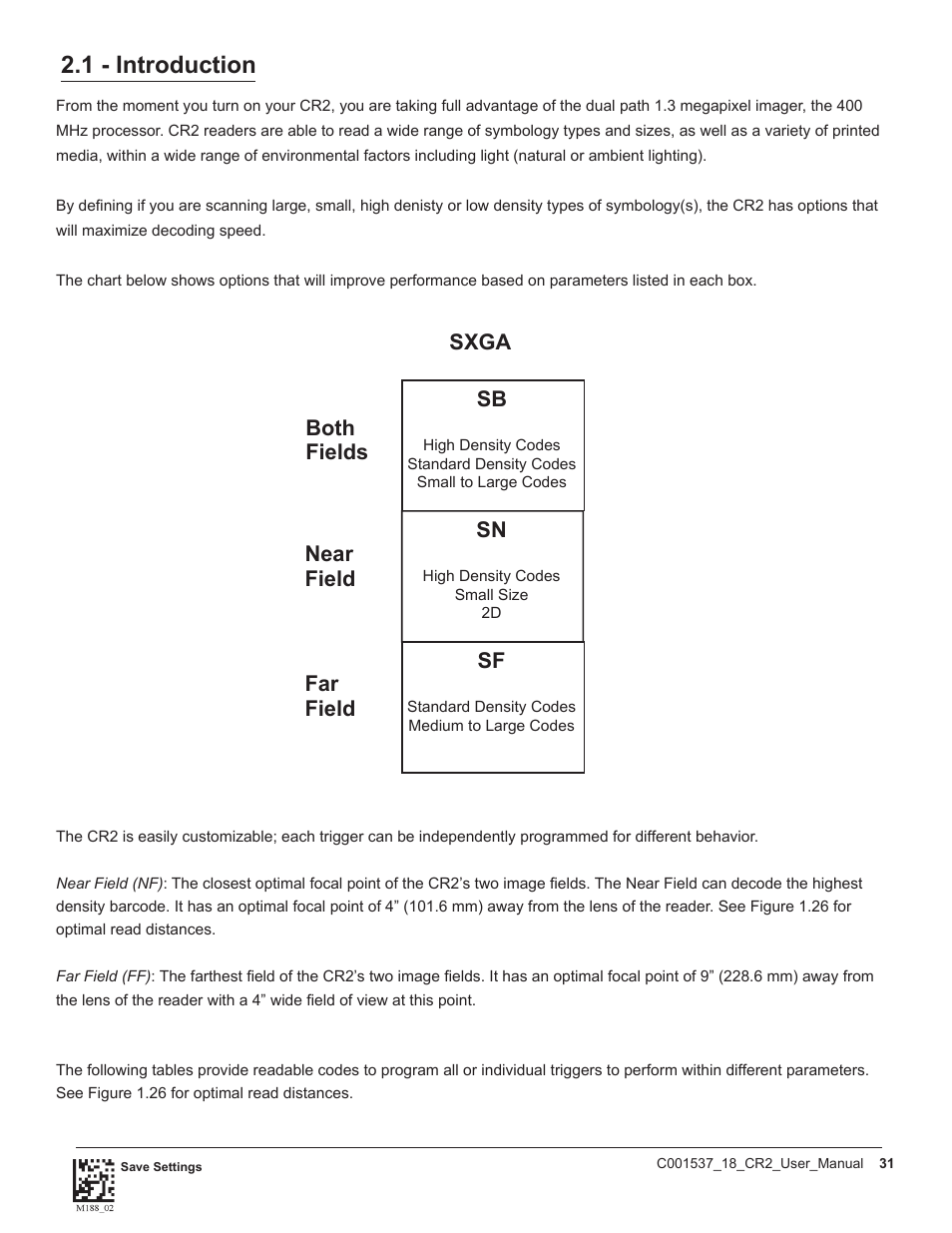 1 - introduction, Both fields far field sxga near field | Code CR2 User Manual | Page 37 / 67
