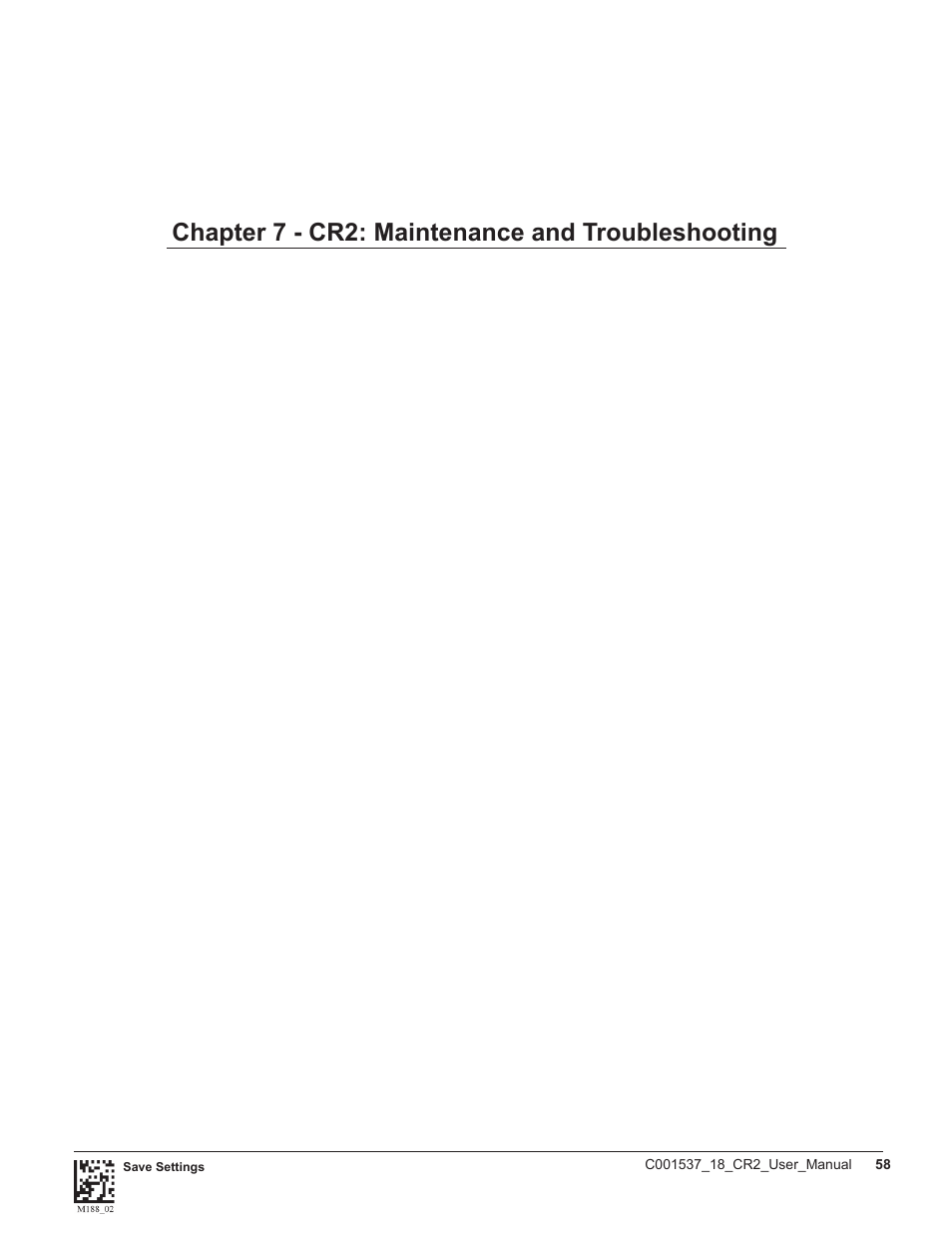 Chapter 7 - cr2: maintenance and troubleshooting | Code CR2 User Manual | Page 64 / 67