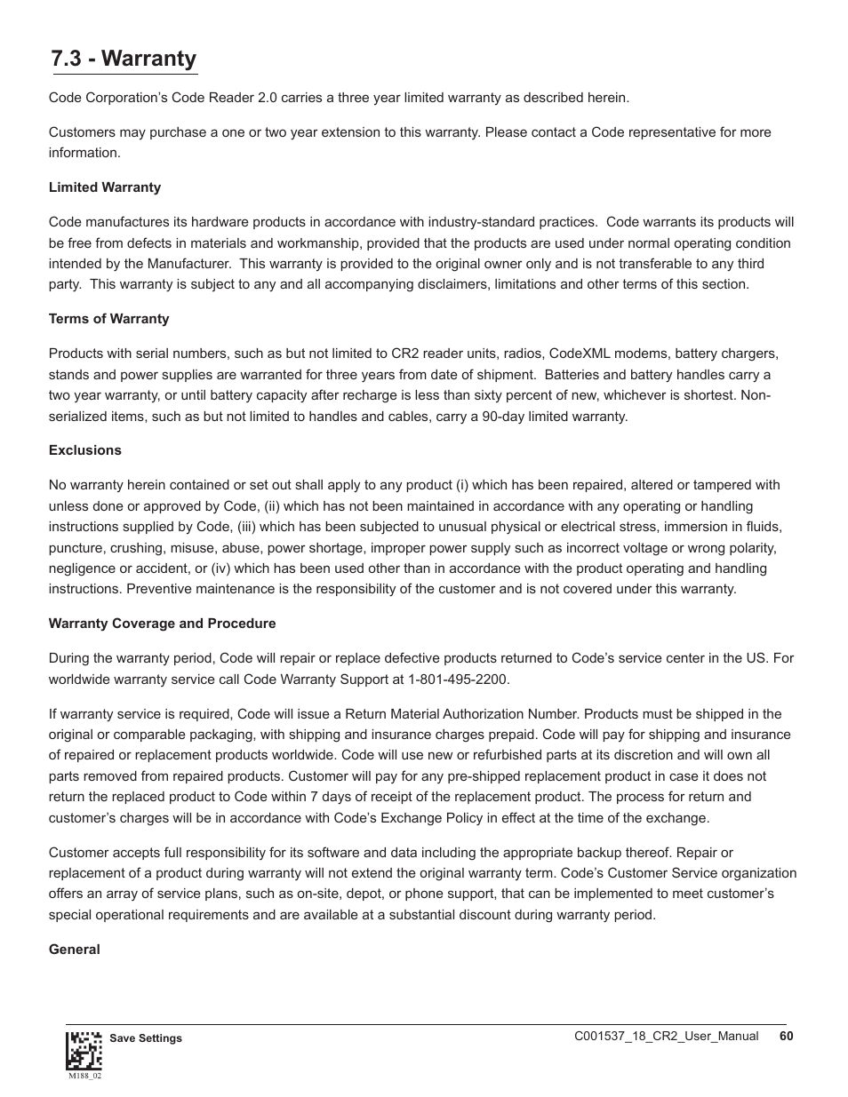 3 - warranty | Code CR2 User Manual | Page 66 / 67