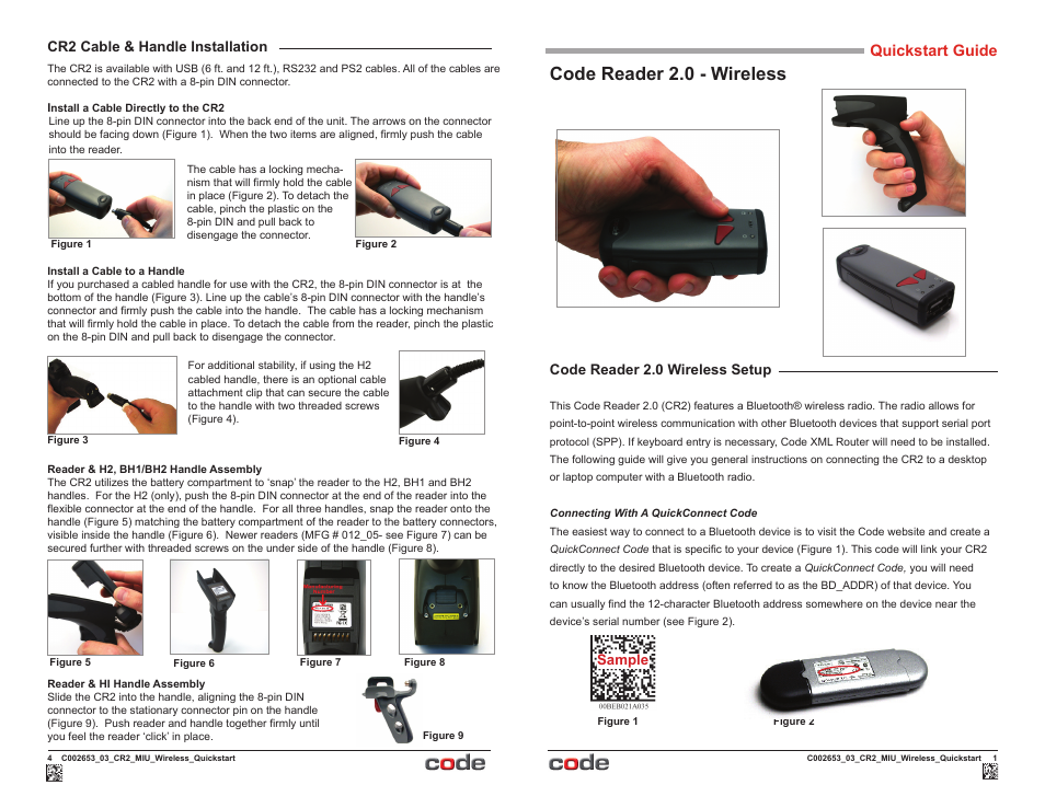 Code CR2 Wireless Quick Start User Manual | 2 pages