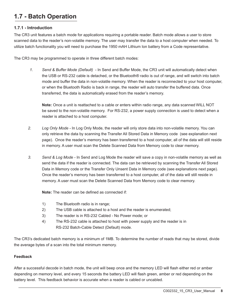 7 - batch operation | Code CR3 User Manual | Page 14 / 68