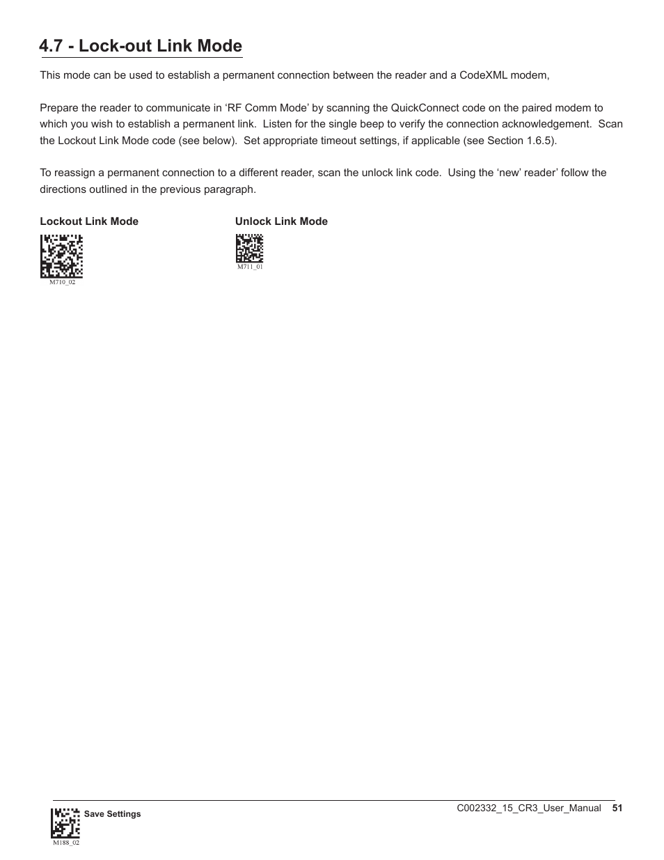 7 - lock-out link mode | Code CR3 User Manual | Page 57 / 68