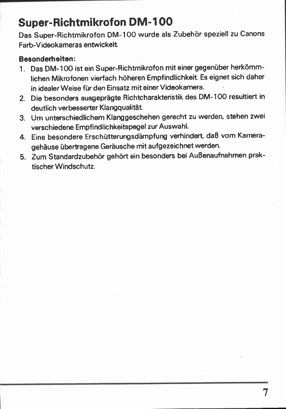 Super-richtmikrofon dm-100 | Canon DM-100 User Manual | Page 7 / 20