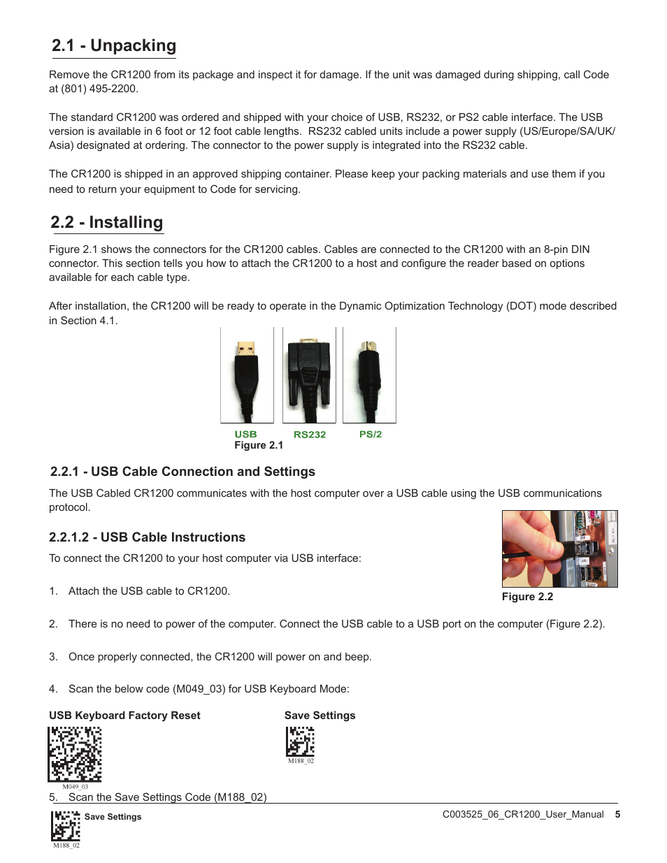 1 - unpacking, 2 - installing | Code CR1200 User Manual | Page 10 / 39