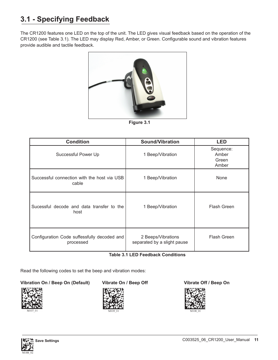 1 - specifying feedback | Code CR1200 User Manual | Page 16 / 39