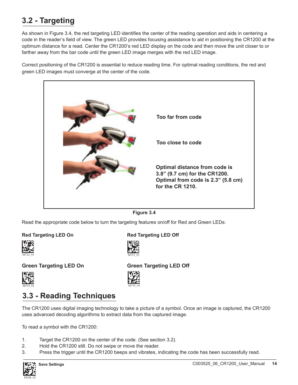 2 - targeting, 3 - reading techniques | Code CR1200 User Manual | Page 19 / 39