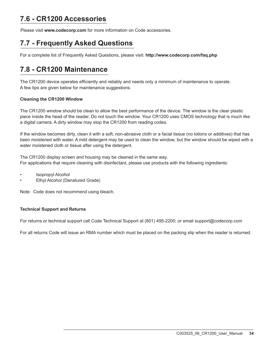 7 - frequently asked questions | Code CR1200 User Manual | Page 39 / 39