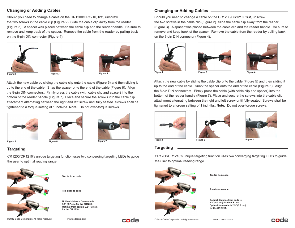 Code CR1200 Quick Start User Manual | 2 pages