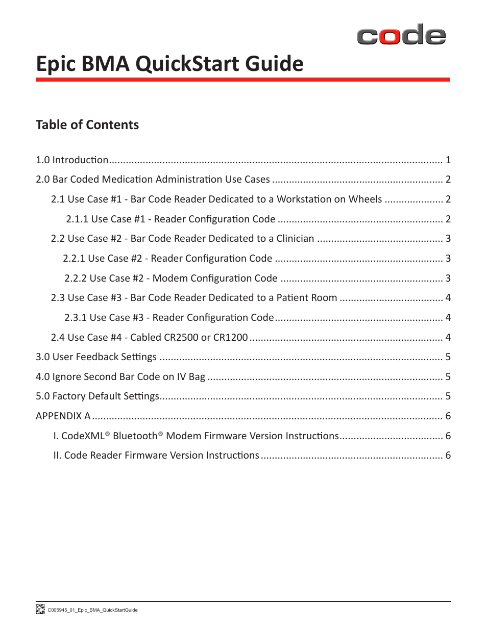 Code CR1200 EPIC HIS Quick Start User Manual | Page 2 / 8