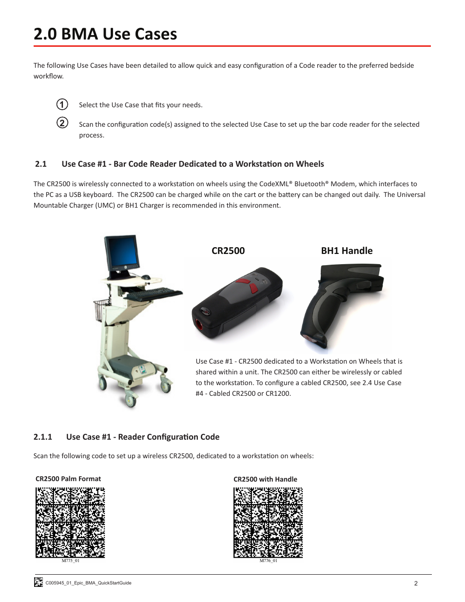 0 bma use cases | Code CR1200 EPIC HIS Quick Start User Manual | Page 4 / 8