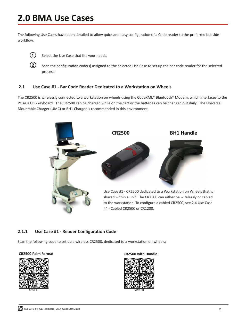 0 bma use cases | Code CR1200 GE Healthcare HIS Quick Start User Manual | Page 4 / 8