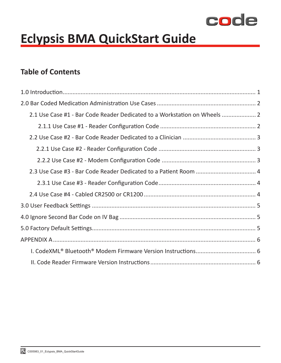 Code CR1200 Eclypsis HIS Quick Start User Manual | Page 2 / 8