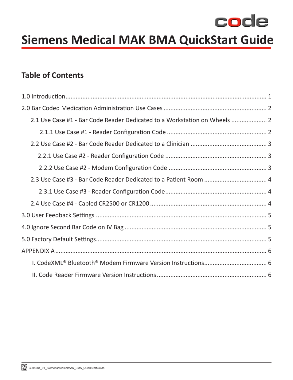 Code CR1200 Siemens Medical MAK HIS Quick Start User Manual | Page 2 / 8