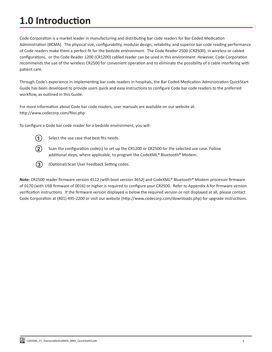 0 introduction | Code CR1200 Siemens Medical MAK HIS Quick Start User Manual | Page 3 / 8