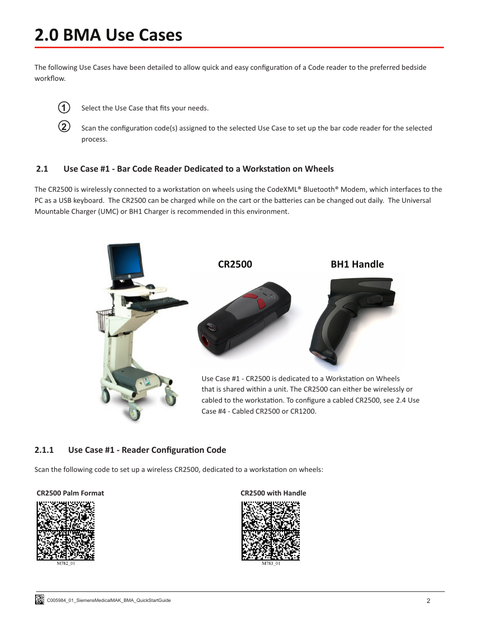 0 bma use cases | Code CR1200 Siemens Medical MAK HIS Quick Start User Manual | Page 4 / 8
