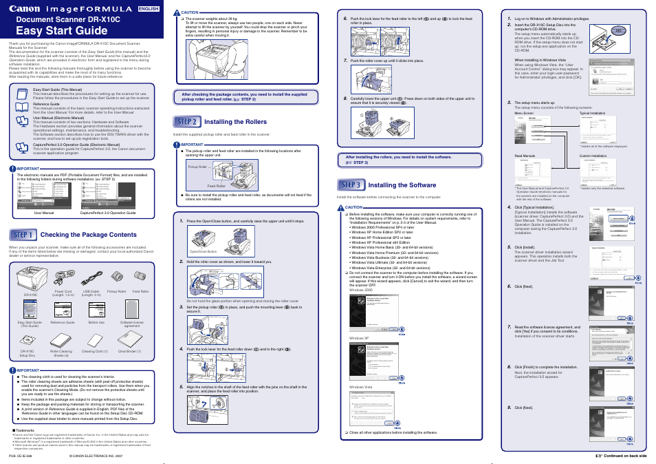 Canon DR-X10C User Manual | 2 pages