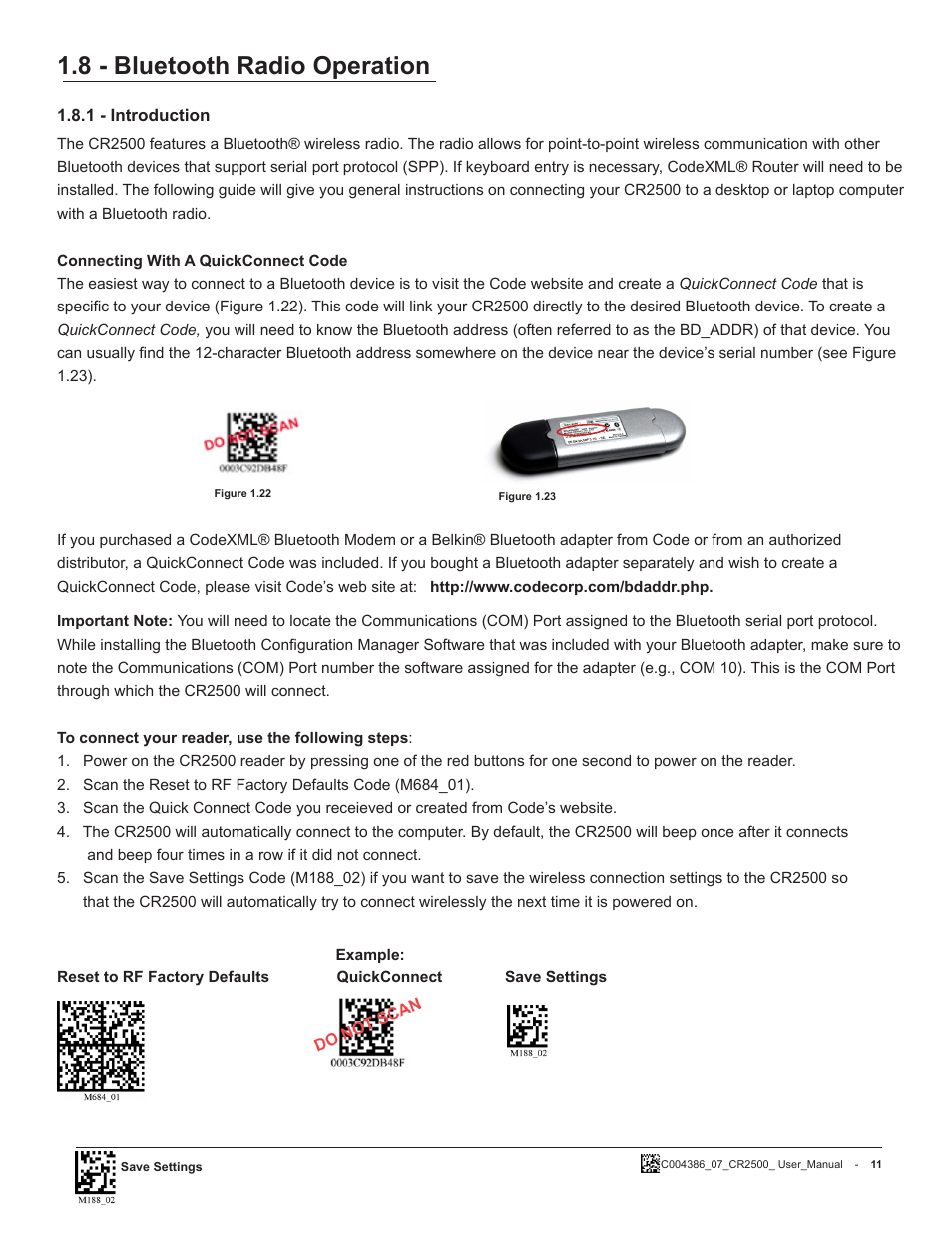 8 - bluetooth radio operation | Code CR2500 User Manual | Page 17 / 62