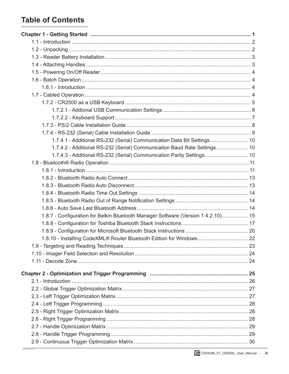 Code CR2500 User Manual | Page 4 / 62