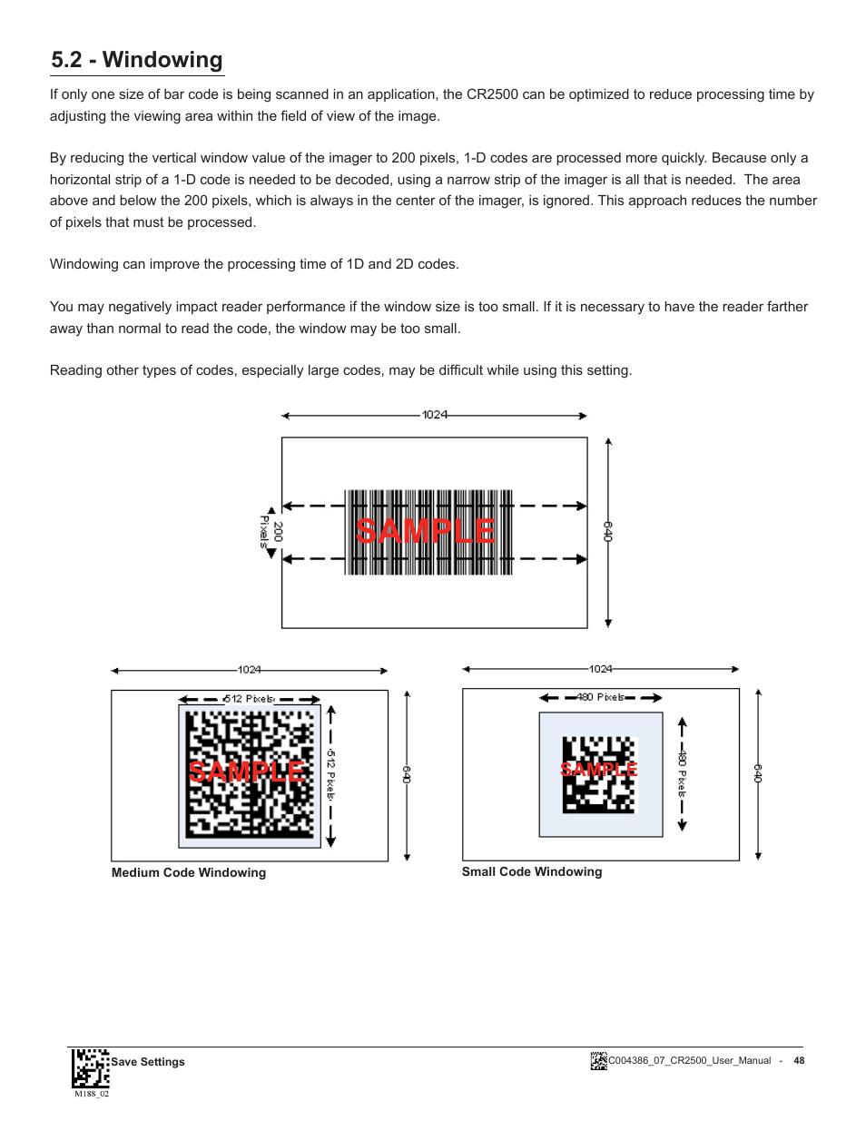 Sample, 2 - windowing | Code CR2500 User Manual | Page 54 / 62