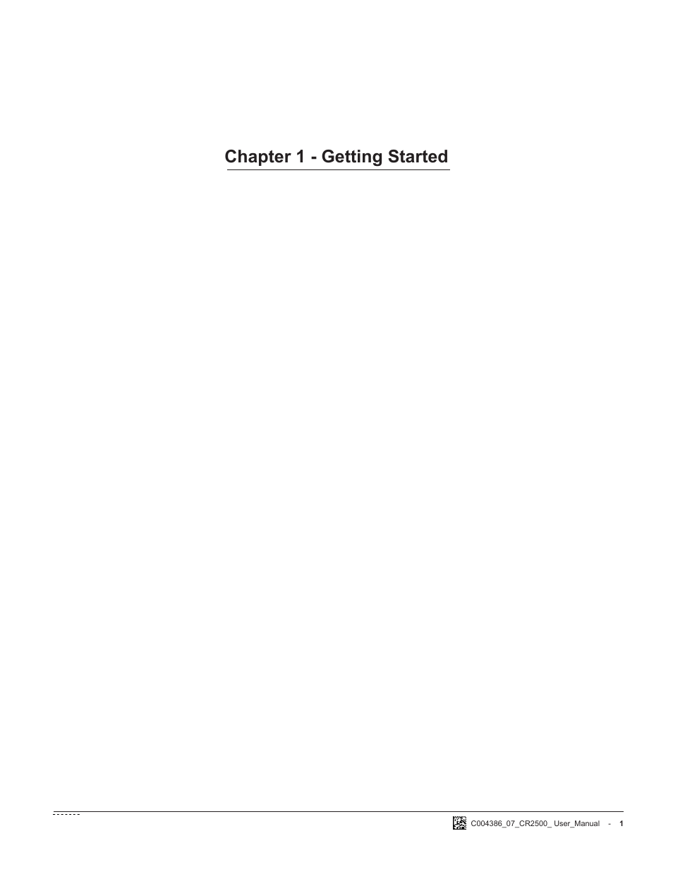 Chapter 1 - getting started | Code CR2500 User Manual | Page 7 / 62