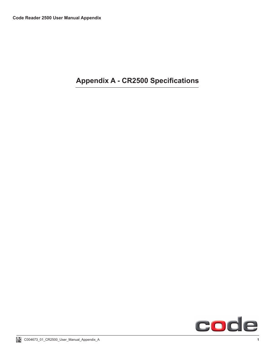 Code CR2500 Appendix User Manual | 3 pages
