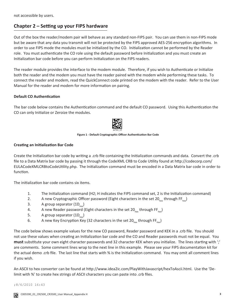 Chapter 2 – setting up your fips hardware | Code CR2500 Code FIPS User Manual | Page 4 / 8