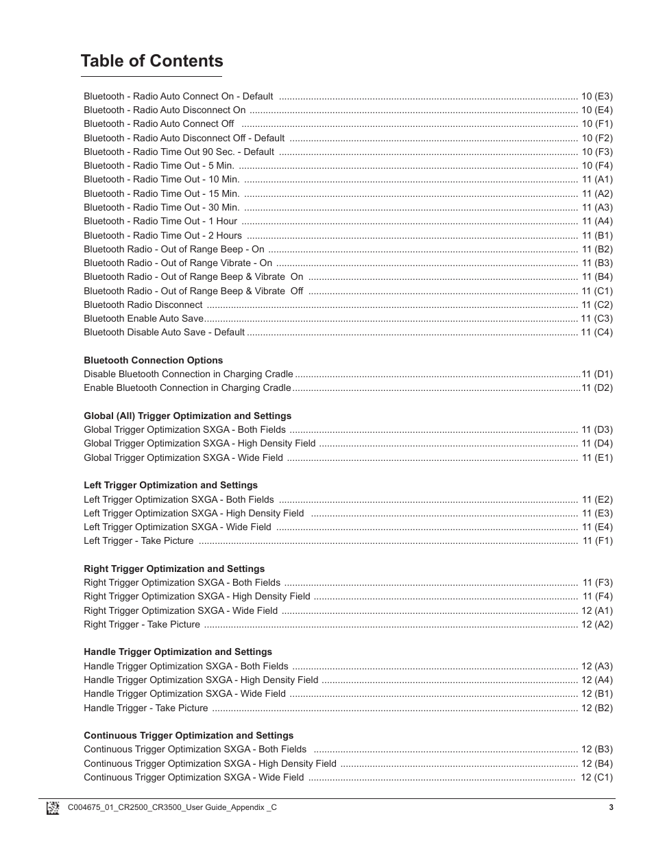 Code CR2500 Programming Code Matrix User Manual | Page 3 / 20