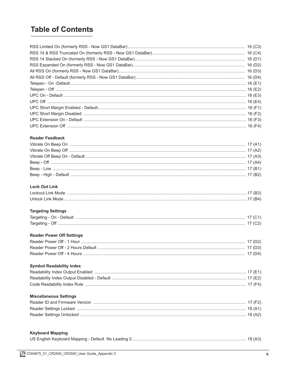 Code CR2500 Programming Code Matrix User Manual | Page 6 / 20