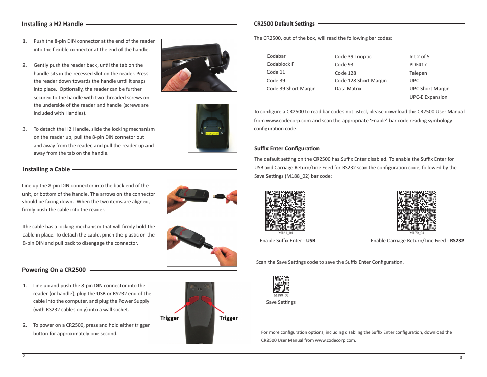 Code CR2500 Quick Start User Manual | Page 2 / 2