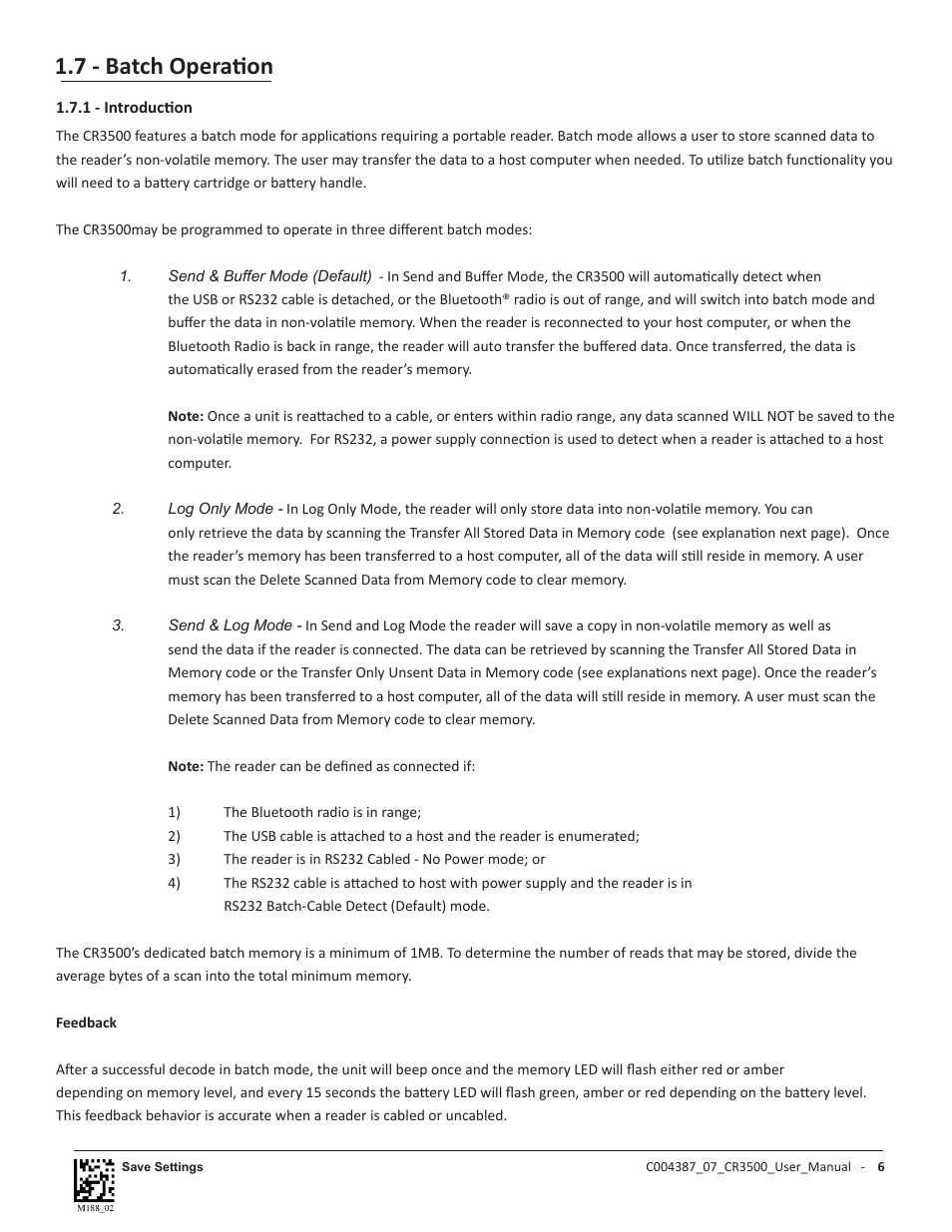 7 - batch operation | Code CR3500 User Manual | Page 12 / 64