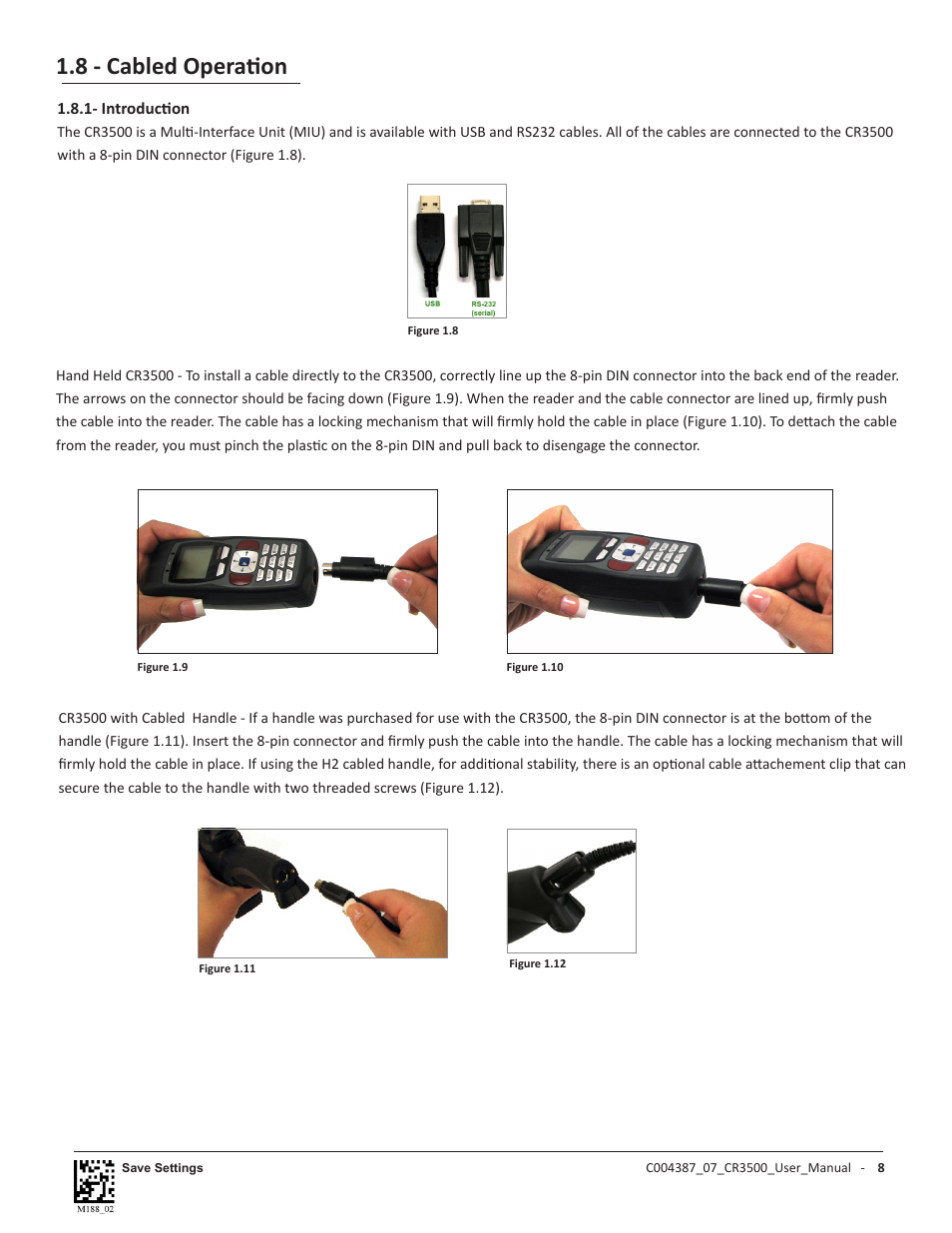 8 - cabled operation | Code CR3500 User Manual | Page 14 / 64