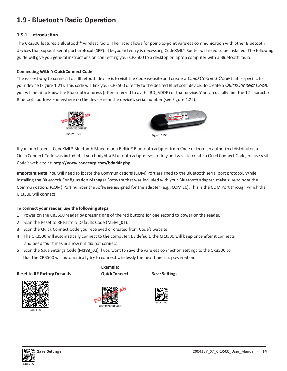 9 - bluetooth radio operation | Code CR3500 User Manual | Page 20 / 64