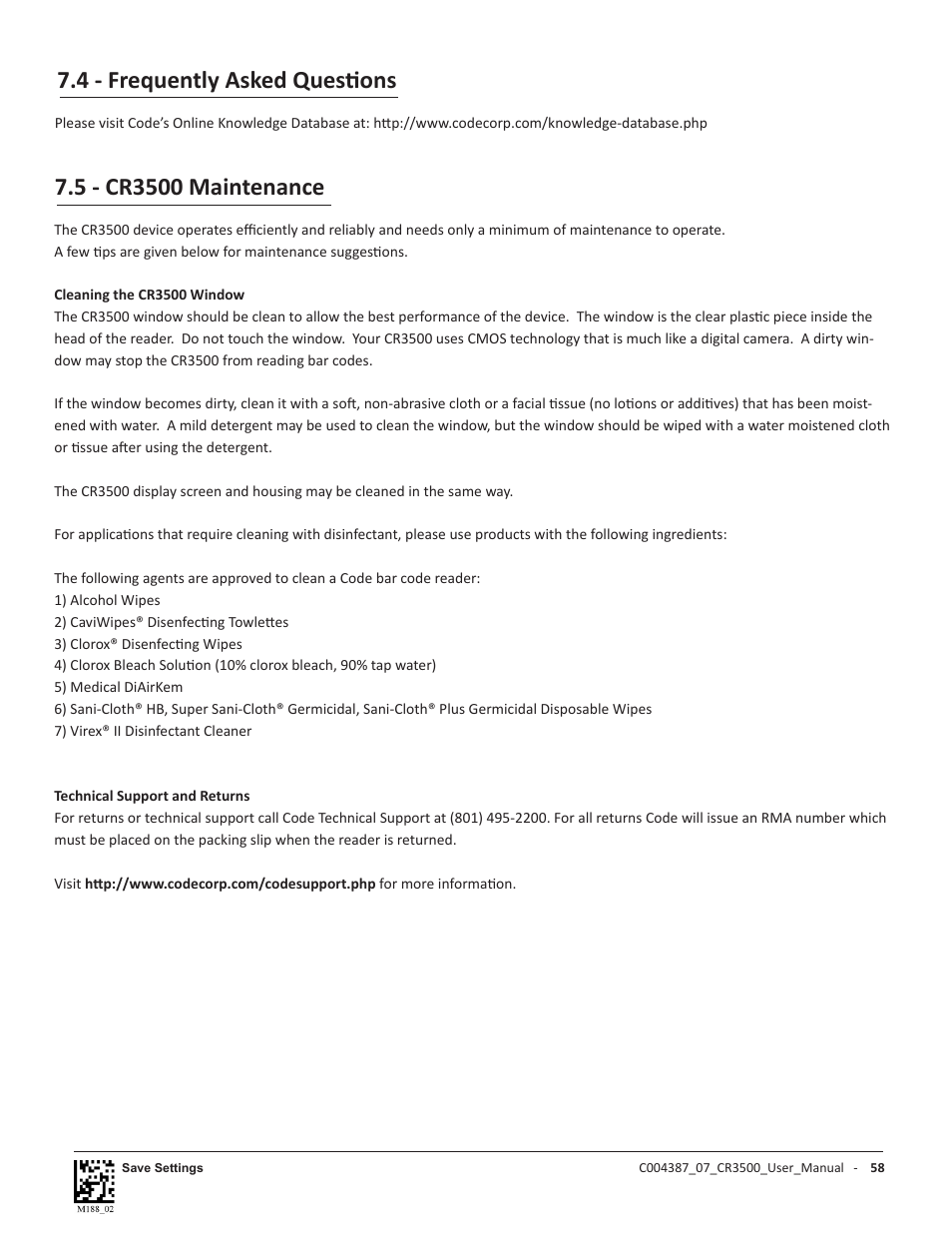 Code CR3500 User Manual | Page 64 / 64