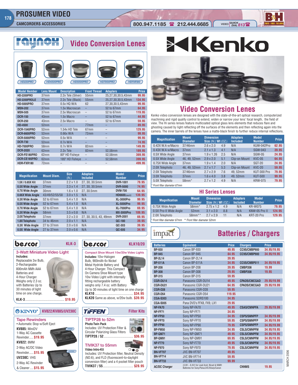 Video conversion lenes, Batteries / chargers, Prosumer video | Hi series lenses | Canon Elura 100 User Manual | Page 7 / 12