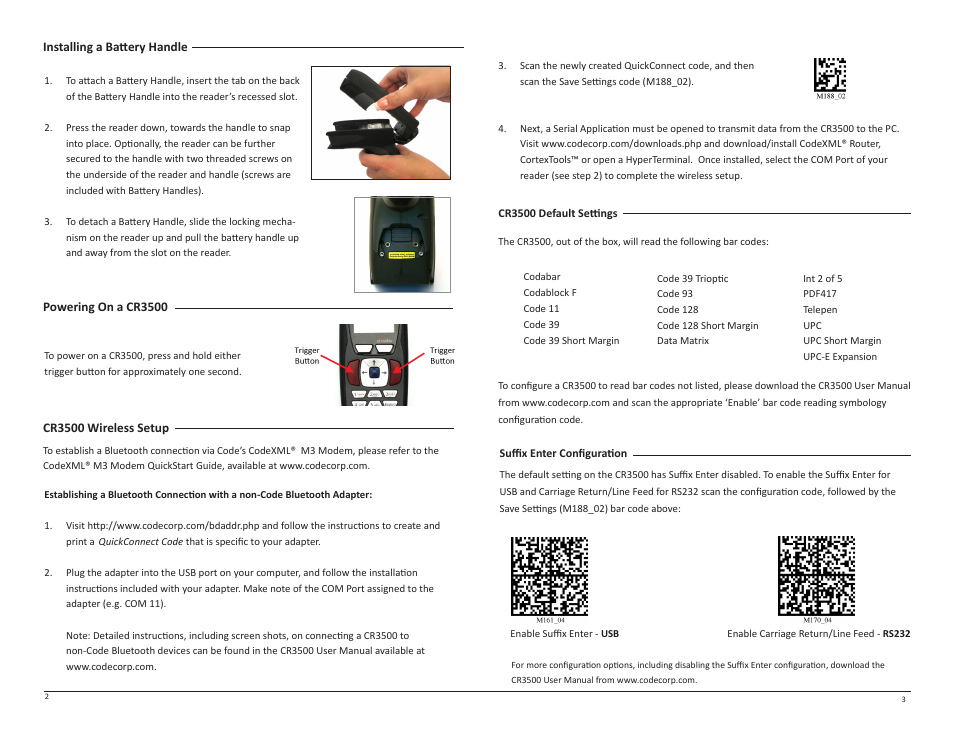 Code CR3500 Wireless Quick Start User Manual | Page 2 / 2