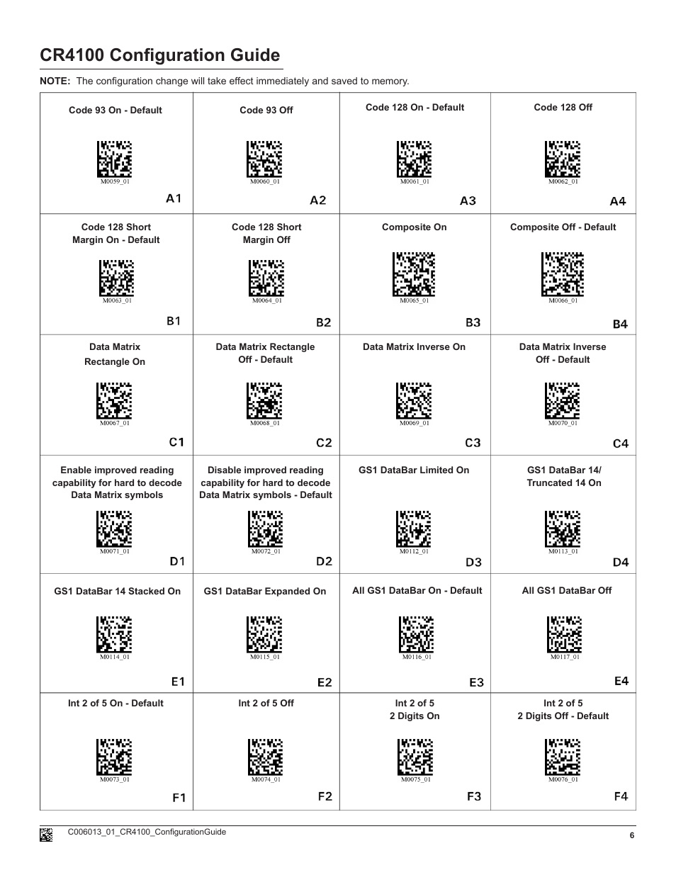 Cr4100 configuration guide | Code CR4100 User Manual | Page 6 / 9