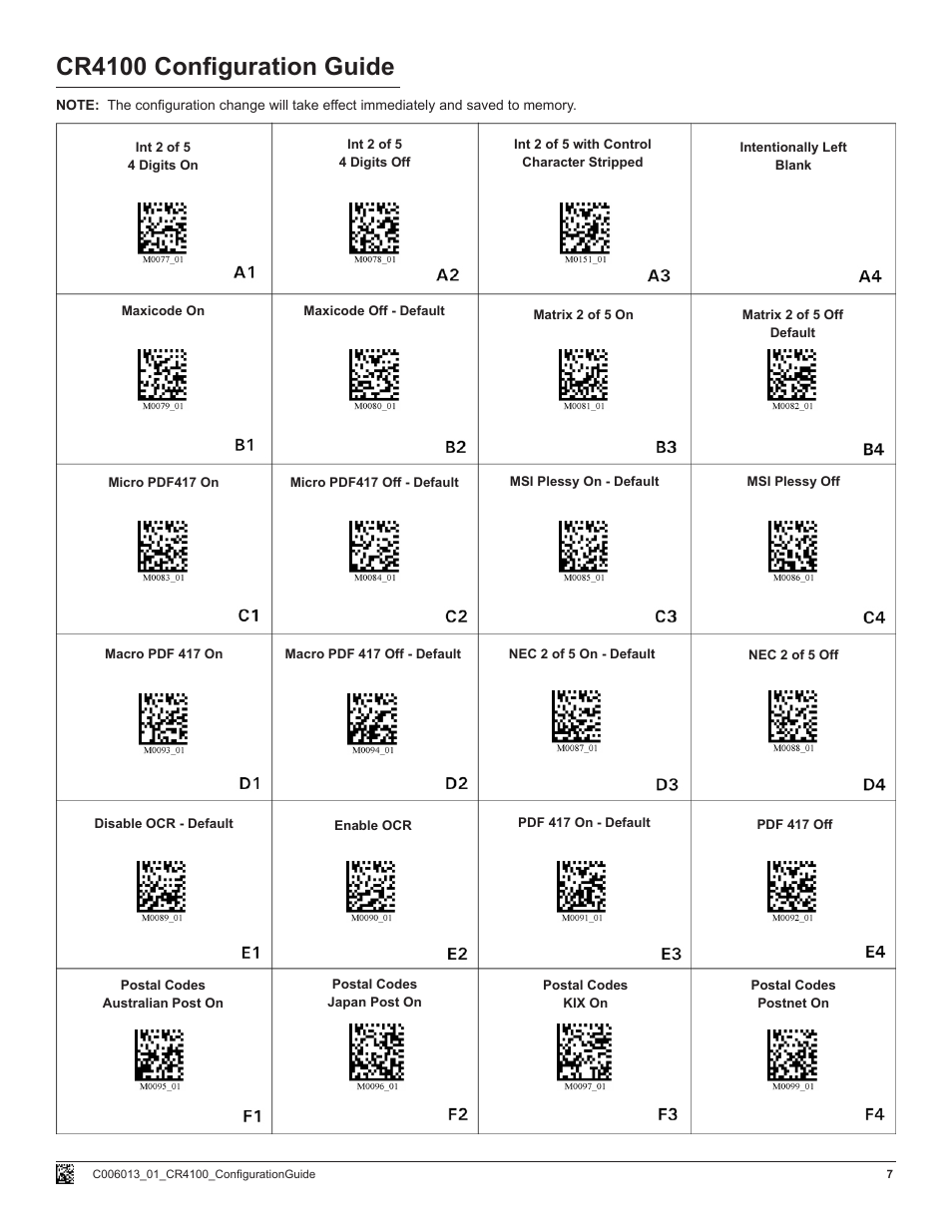 Cr4100 configuration guide | Code CR4100 User Manual | Page 7 / 9