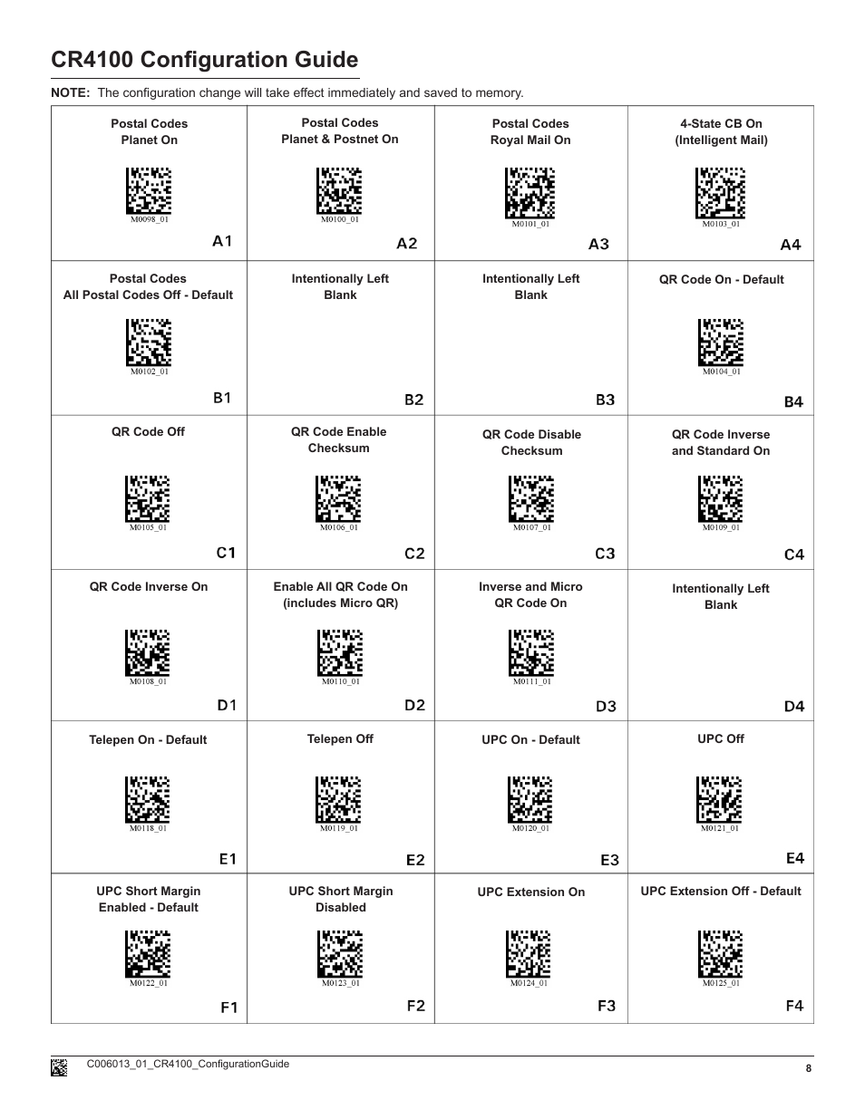 Cr4100 configuration guide | Code CR4100 User Manual | Page 8 / 9