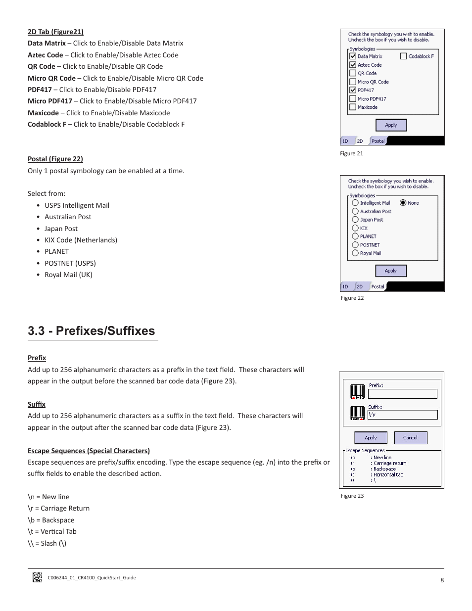3 - prefixes/suffixes | Code CR4100 Quick Start User Manual | Page 12 / 14