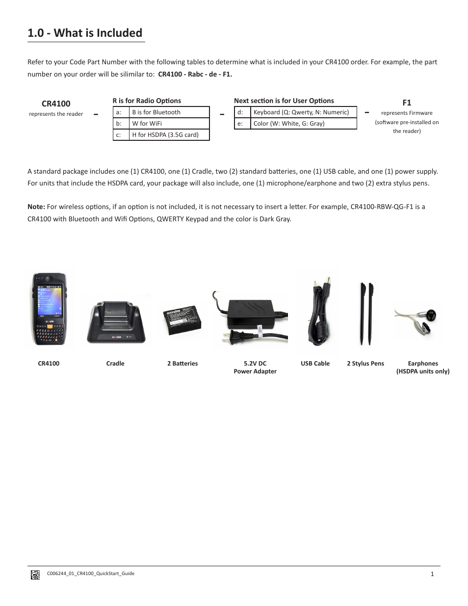 0 - what is included | Code CR4100 Quick Start User Manual | Page 5 / 14