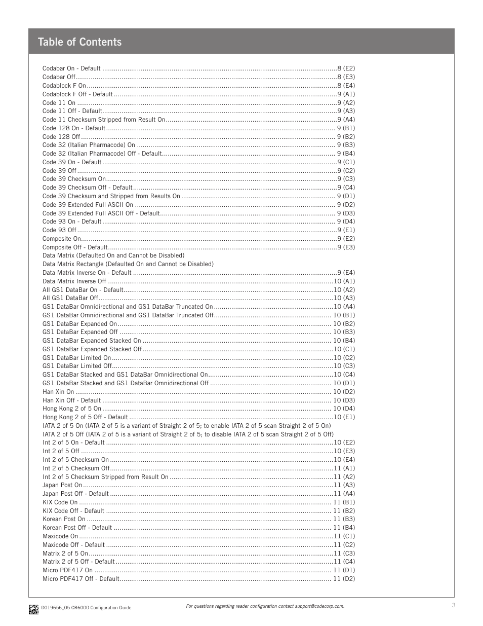 Code CR6000 Configuration Guide v0956 User Manual | Page 3 / 17