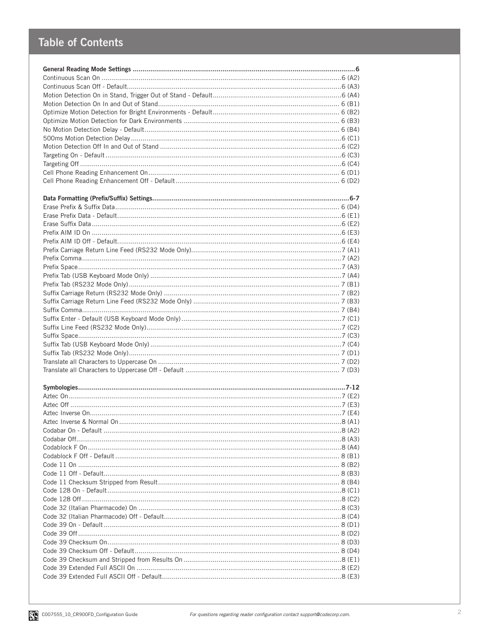 Code CR900FD Configuration Guide v0956 User Manual | Page 2 / 15