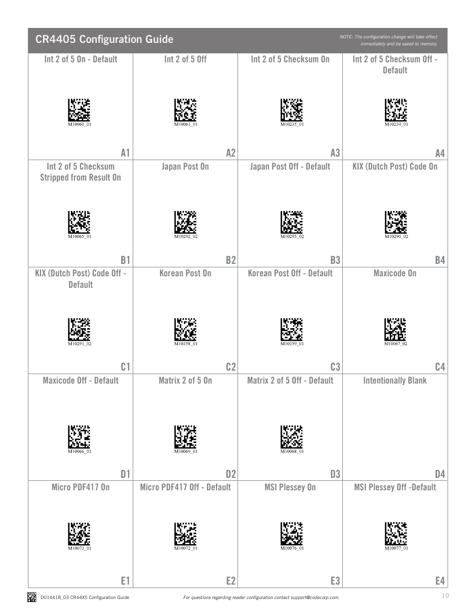 Code CR4405 Configuration Guide v0976 User Manual | Page 10 / 15