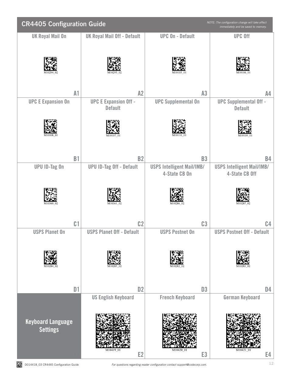 Code CR4405 Configuration Guide v0976 User Manual | Page 12 / 15