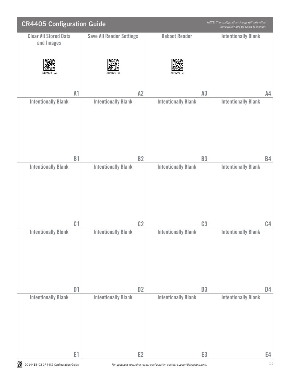 Code CR4405 Configuration Guide v0976 User Manual | Page 15 / 15