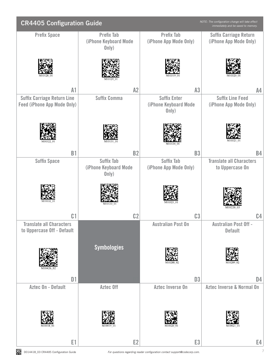 Code CR4405 Configuration Guide v0976 User Manual | Page 7 / 15